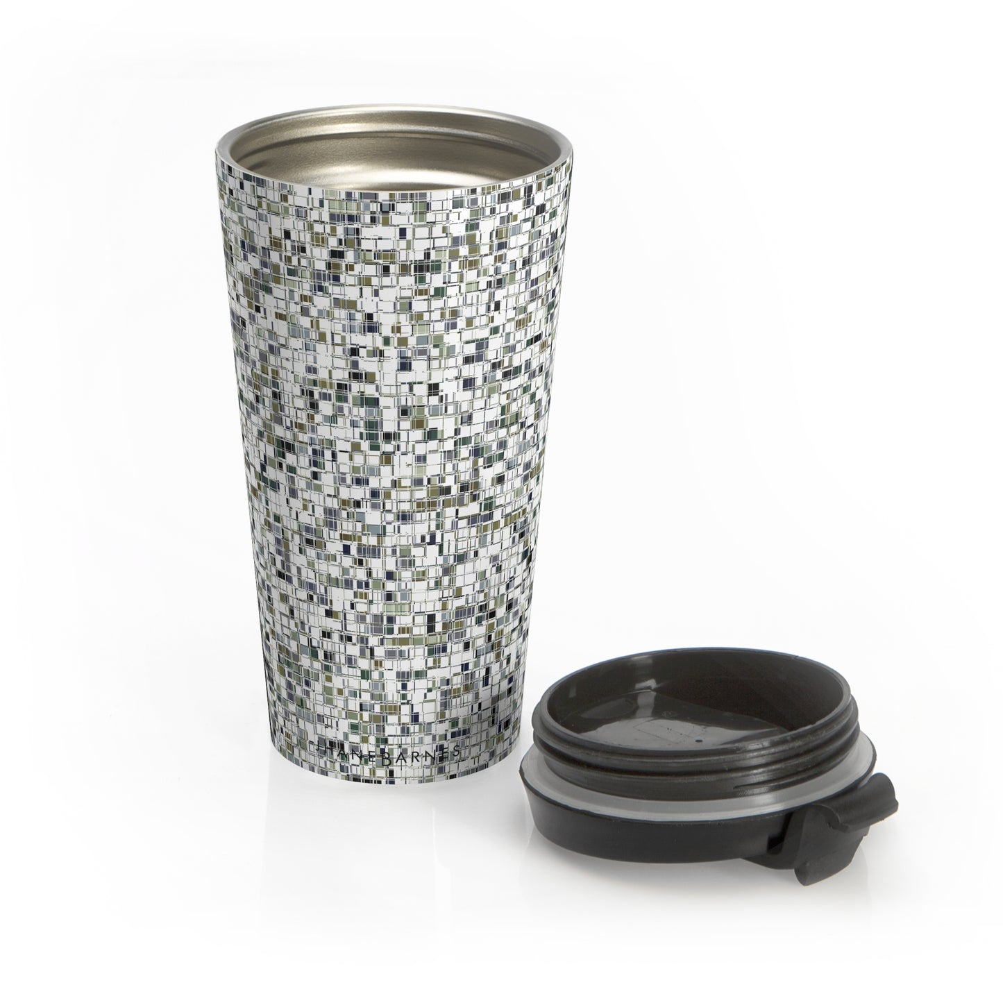 "X-WORD"  Stainless Steel Travel Mug - WHITE ground