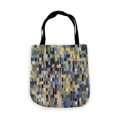 Woven Tote Bag  "POLYOMINOES" col. Blue-Green Envy