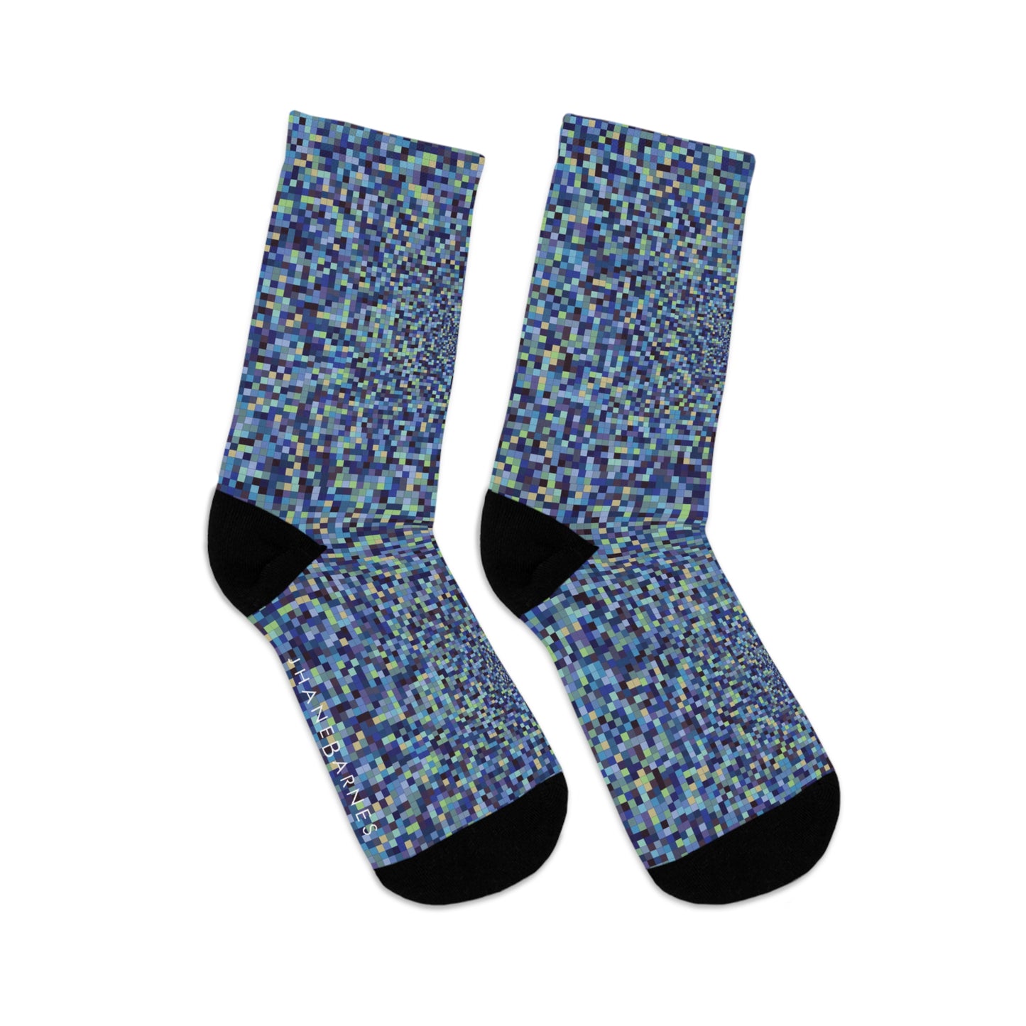 Recycled Poly Socks  "SQUARES" col Night Light, a Jhane Barnes custom design